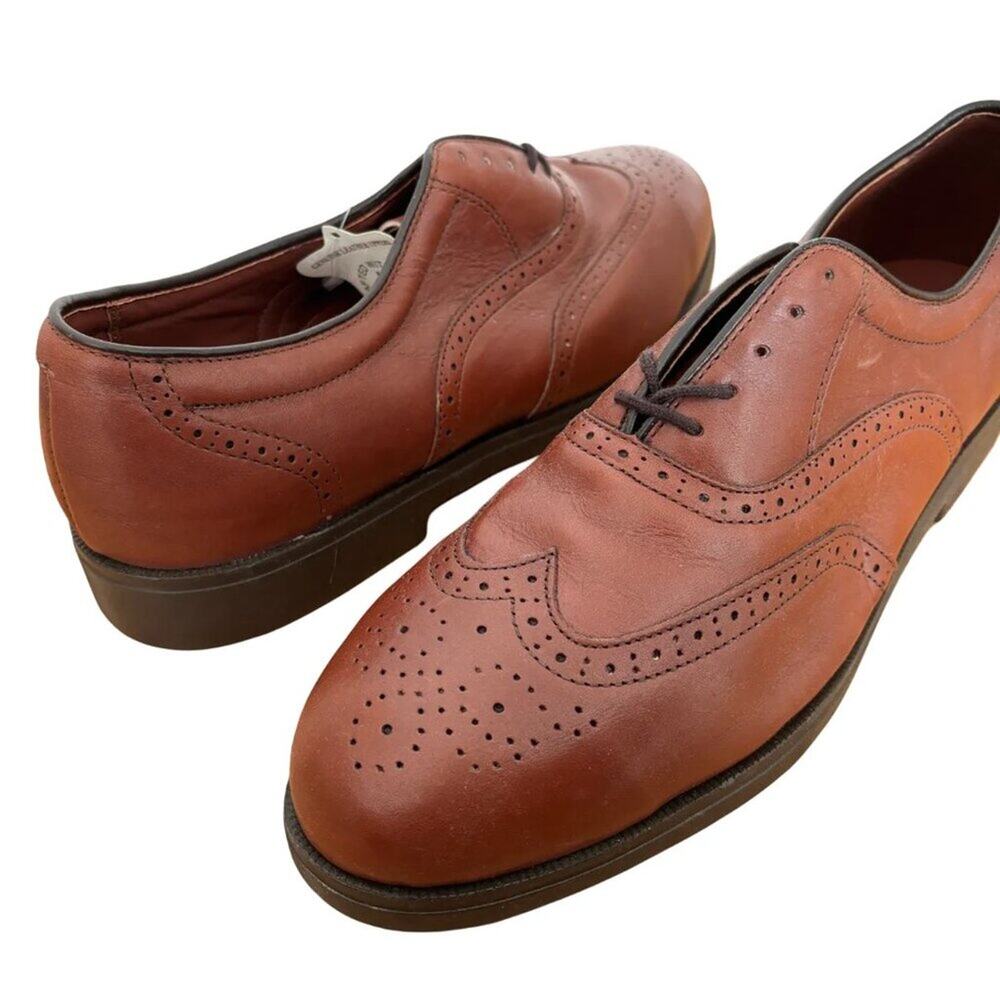 NWT IRON AGE Steel Toe Wingtip Work Shoes in Cognac Brown Leather MEN'S 12